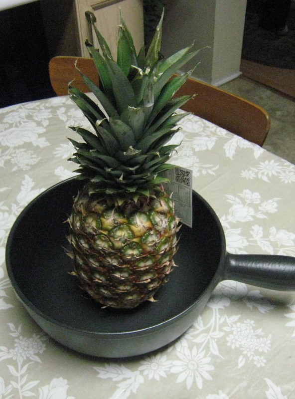 photo of an ananas in a fondue pot