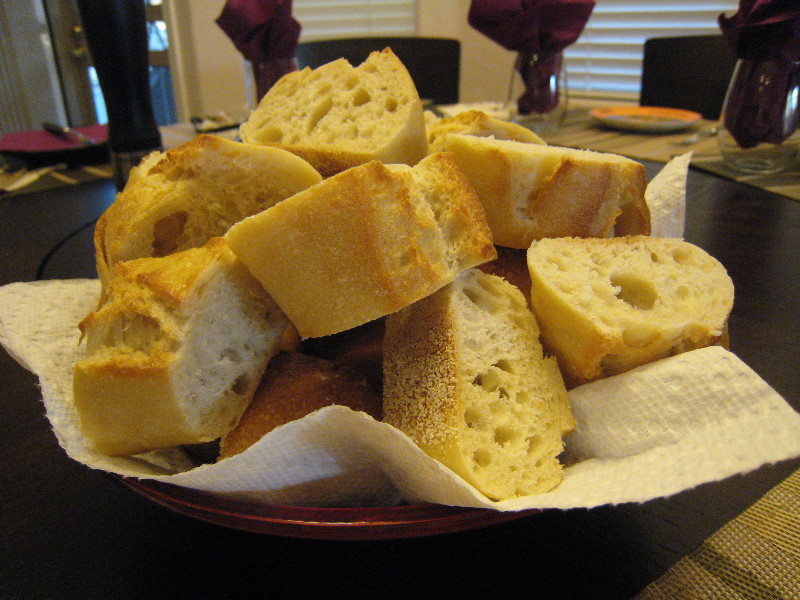 basket of bread in slices